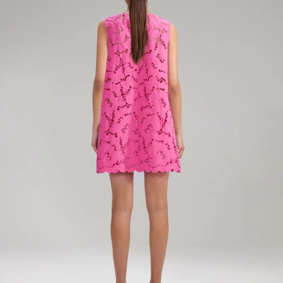 Self-Portrait Pink Cotton Lace Mini Dress in Pink - Picture 2 of 9